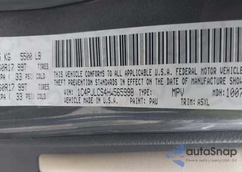 2017 Jeep Cherokee Latitude Fwd из США, поврежденный, VIN 1C4PJLCS4HW565998